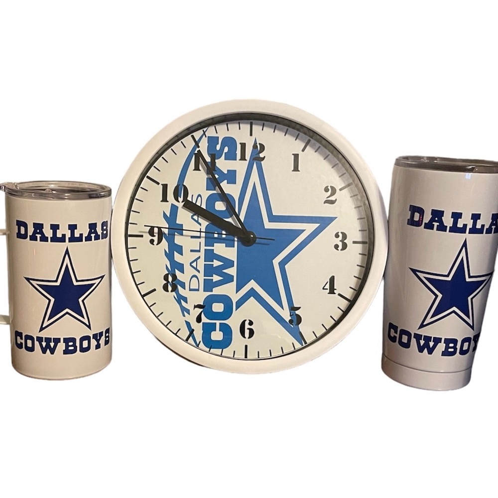 Dallas Cowboys Clock and Tumblers